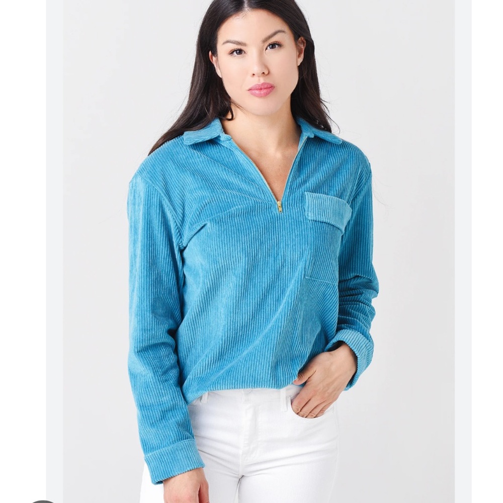 Ciao Lucia Tabitha Corduroy Zip Top Cornflower Blue XL